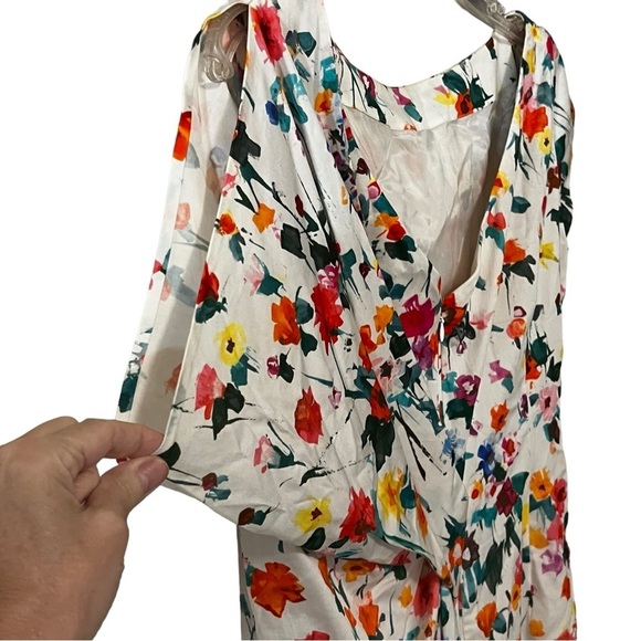 Talbot Runhof Gorgeous Midi Dress Floral Ruched Unique 12 Fairy whimsical - Picture 4 of 16